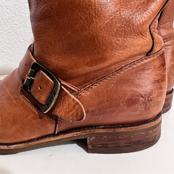 Frye Veronica Whiskey Short Mid Calf Belted Leather Moto Boots 7 - Picture 12 of 16